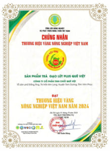 Chứng nhận thương hiệu vàng nông nghiệp Việt Nam