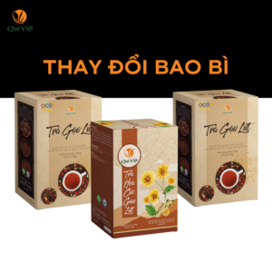 THÔNG BÁO: Thay đổi nhận diện bao bì sản phẩm trà gạo lứt và trà hoa cúc gạo lứt Quê Việt