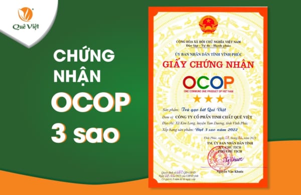 Trà gạo lứt Quê Việt tự hào đạt chứng nhận OCOP 3 sao năm 2022